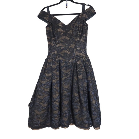 Victor Costa Dresses & Skirts - Victor Costa Womens Dress Vtg Black Lace Corset 80s Gothic Prom Puff Gown Size 4